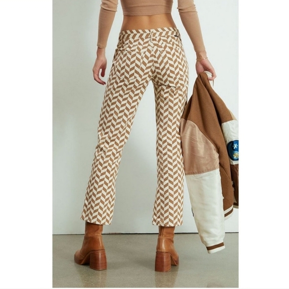 PacSun White and Brown Straight Leg Jeans with Geometric Pattern - Picture 2 of 14